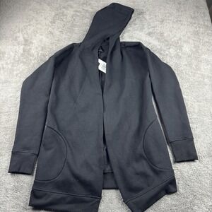 Active Life Cardigan Open-Front Hooded Womens Small Black Long‎ Sleeve NWT